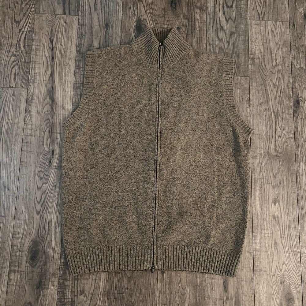 Mcdavis Men’s 100% Wool Sweater Vest Full Zip Made In Italy